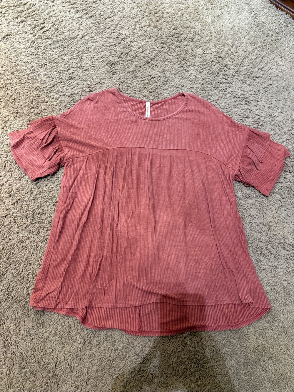 orange creek Dusty Rose Ruffle Sleeve Babydoll Top